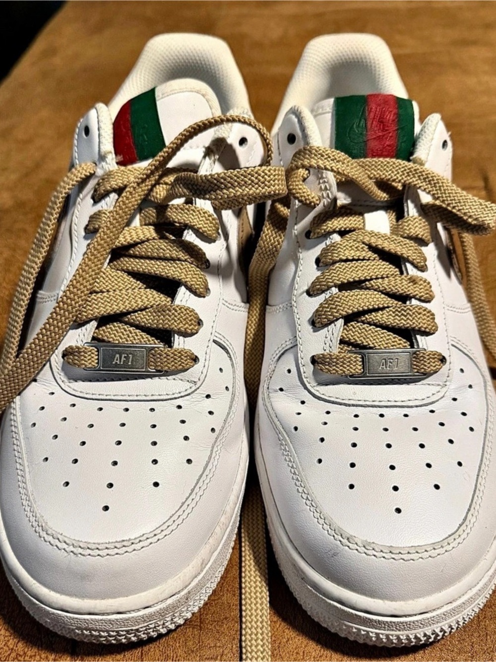 Nike Air Force 1 Low Custom Women’s Sneakers US 9 white/tan